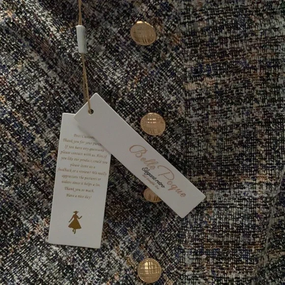 Belle Poque Women's Tweed Skirt Stretchy Business Pencil Skirt Double Breasted - Picture 8 of 8